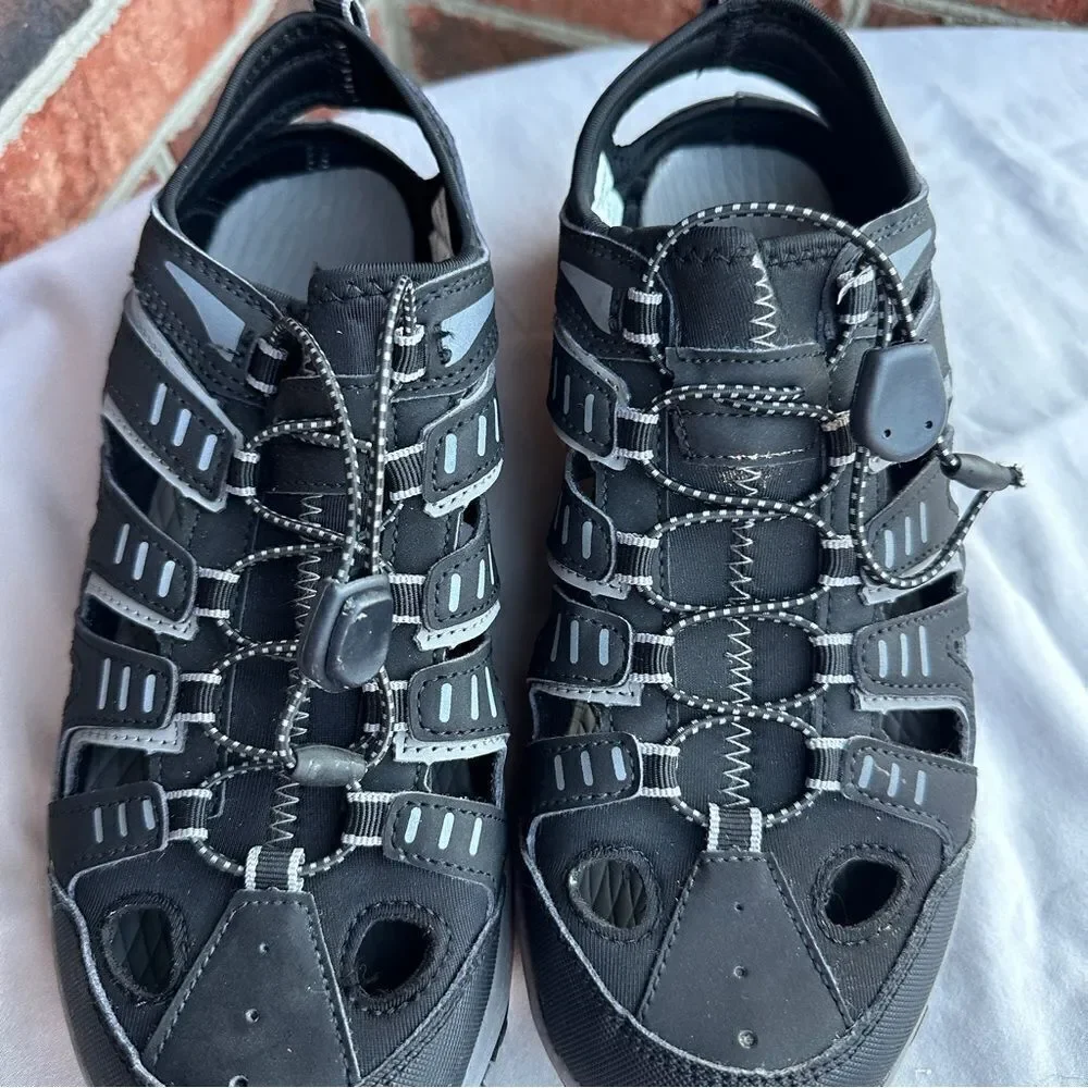 Men's Eddie Bauer Eastport Sandals, BLK 9 M, Bungee Lace Breathable Water Shoes